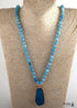 Boho Necklace, RH Precious Stone, Blue with Druzy